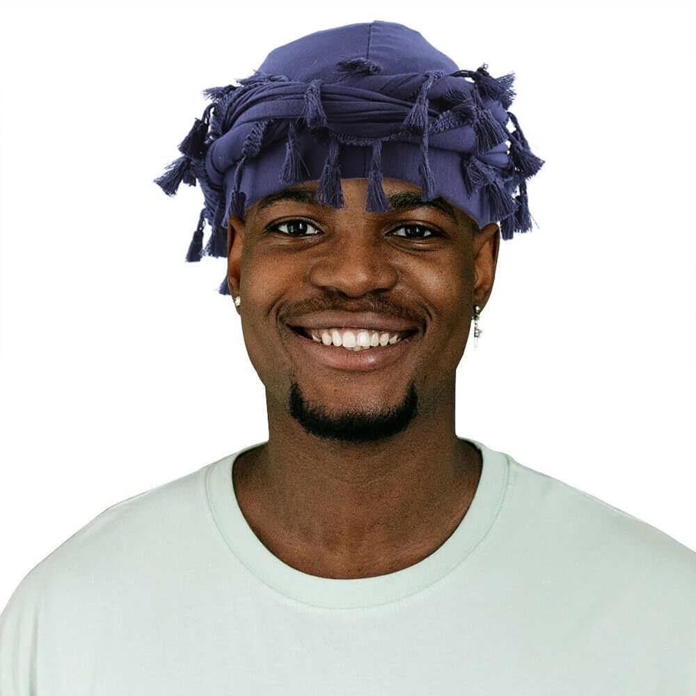 9574 Turban and Vintage Elastic Twise Durags Satin Lined Head Wraps Navy